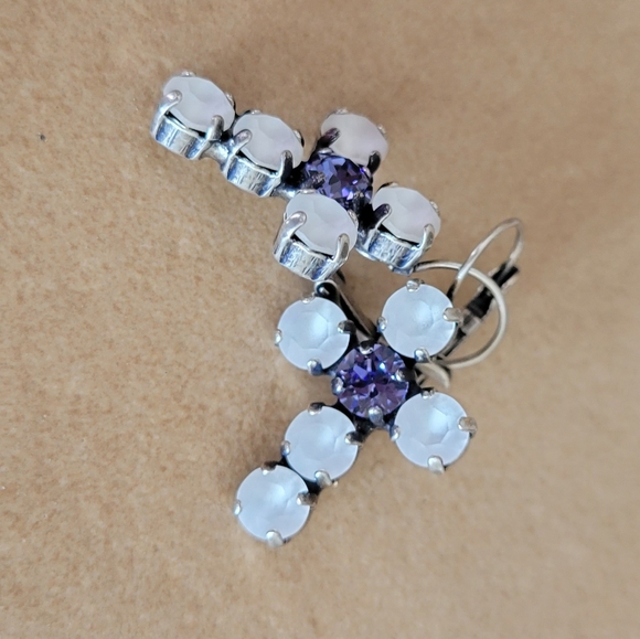 Austrian Crystal Cross Earrings - Picture 5 of 7